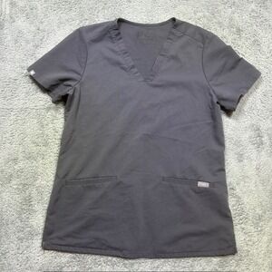 Figs Casma 3 Pocket Scrub Top Womens‎ S Gray Technical Collection Nurse Medical